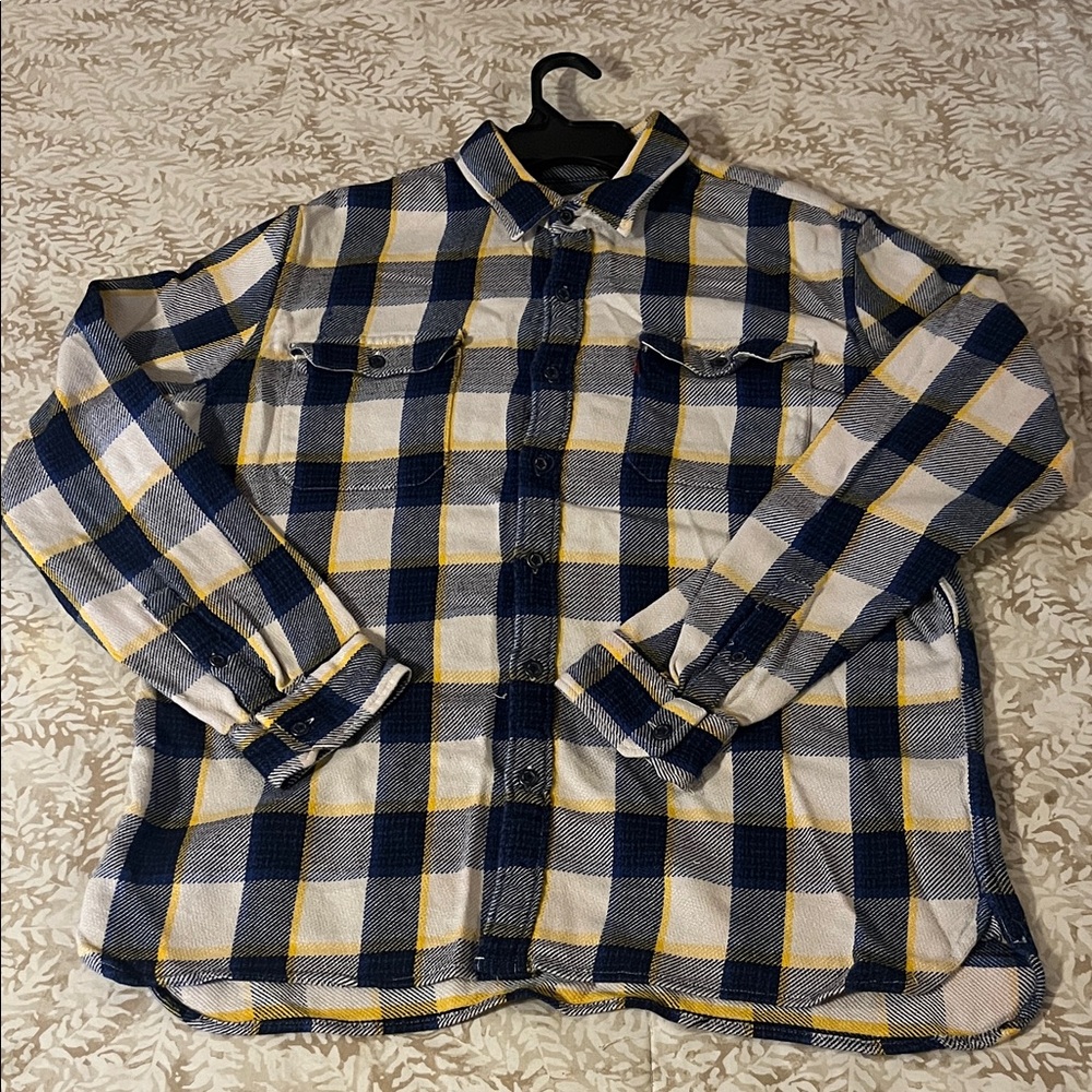 Levi's Navy and Mustard Plaid Casual Shirt